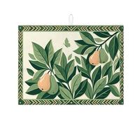 Tappetino scolapiatti a forma di pera verde per bancone della cucina, tappetino assorbente per scolapiatti a foglia, tappetino in microfibra botanico primaverile per cucina, bar, protezione 45,7 x 61