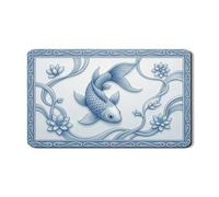 Tappetino scolapiatti a forma di pesce blu, per bancone della cucina, elegante tappetino in gomma assorbente floreale per scolapiatti in pelle PU primaverile oceanica, tappetino per asciugare il