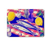 Tappetino scolapiatti a forma di pesce vibrante per bancone della cucina, tappetino scolapiatti in gomma assorbente a scacchi, tappetino per scolapiatti estivo per cucina, 45,7 x 61 cm