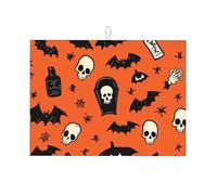 Tappetino scolapiatti a forma di pipistrello da strega di Halloween, per bancone della cucina, in microfibra, assorbente, riutilizzabile, lavabile, extra large, 45,7 x 61 cm
