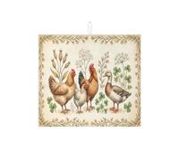 Tappetino scolapiatti a forma di pollo per bancone della cucina, tappetino assorbente per scolapiatti rustico con animali, tappetino in microfibra floreale primaverile per protezione del bancone della