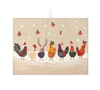 Tappetino scolapiatti a forma di pollo per bancone della cucina, tappetino assorbente per scolapiatti con gallina, grazioso tappetino in microfibra per proteggere il bar, 45,7 x 61 cm