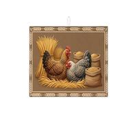 Tappetino scolapiatti a forma di pollo per bancone della cucina, tappetino assorbente rustico marrone a forma di gallina, tappetino scolapiatti in microfibra per protezione da bar, 40,6 x 45,7 cm