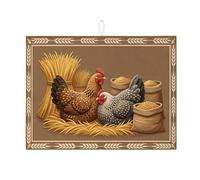 Tappetino scolapiatti a forma di pollo per bancone della cucina, tappetino assorbente rustico marrone a forma di gallina, tappetino scolapiatti in microfibra per protezione da bar, 45 x 61 cm