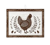 Tappetino scolapiatti a forma di pollo per bancone della cucina, tappetino assorbente rustico marrone con gallina, tappetino scolapiatti in microfibra vintage per decorazione bancone della cucina