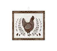 Tappetino scolapiatti a forma di pollo per bancone della cucina, tappetino assorbente rustico marrone con gallina, tappetino scolapiatti in microfibra vintage per decorazione bancone della cucina