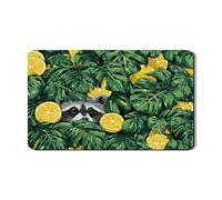 Tappetino scolapiatti a forma di procione per bancone della cucina, motivo limoni tropicali, in gomma, assorbente, decorazione botanica estiva, 30,5 x 50,8 cm