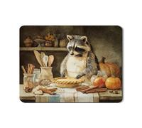 Tappetino scolapiatti a forma di procione per bancone della cucina, tappetino scolapiatti in gomma assorbente con animali rustici, tappetino scolapiatti in pelle PU autunnale per bar, 45 x 61 cm