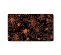 Tappetino scolapiatti a forma di ragnatela di Halloween, in gomma assorbente, motivo ragno arancione spettrale, tappetino scolapiatti gotico in pelle PU per decorazione della cucina, 30,5 x 50,8 cm