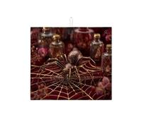 Tappetino scolapiatti a forma di ragno per bancone della cucina, motivo ragnatela gotica dorata assorbente, tappetino scolapiatti in microfibra spettrale per decorazione bancone della cucina, 40,6 x