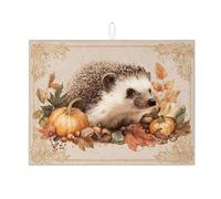 Tappetino scolapiatti a forma di riccio, per bancone della cucina, con zucca autunnale e foglia, tappetino scolapiatti in microfibra per bancone della cucina, 45,7 x 61 cm