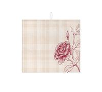 Tappetino scolapiatti a forma di rosa per bancone della cucina, tappetino assorbente in microfibra per scolapiatti vintage scozzese per bar, 40,6 x 45,7 cm
