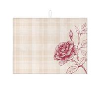 Tappetino scolapiatti a forma di rosa per bancone della cucina, tappetino assorbente in microfibra per scolapiatti vintage a quadri per bar, 45 x 61 cm