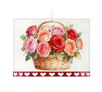 Tappetino scolapiatti a forma di rosa per bancone della cucina, tappetino assorbente per scolapiatti floreale, in microfibra, per proteggere il bancone della cucina, 45,7 x 61 cm