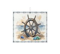 Tappetino scolapiatti a forma di ruota nautica per bancone della cucina, tappetino scolapiatti assorbente rustico blu, tappetino scolapiatti estivo in microfibra per la decorazione della casa, 40,6 x