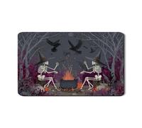 Tappetino scolapiatti a forma di scheletro di Halloween, per cucina, motivo strega spettrale, assorbente, scolapiatti in gomma, tappetino scolapiatti autunnale in pelle PU per bar, 30,5 x 50,8 cm