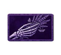 Tappetino scolapiatti a forma di scheletro per bancone della cucina, tappetino scolapiatti in gomma assorbente vintage floreale gotico lavanda in pelle PU, 30,5 x 50,8 cm