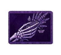 Tappetino scolapiatti a forma di scheletro per bancone della cucina, tappetino scolapiatti in gomma assorbente vintage floreale gotico lavanda in pelle PU, 45,7 x 61 cm