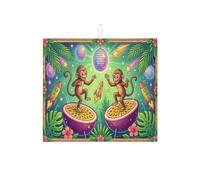 Tappetino scolapiatti a forma di scimmia tropicale per bancone della cucina, tappetino assorbente colorato e divertente, tappetino in microfibra Summer Vibe per proteggere il bar, 40,6 x 45,7 cm