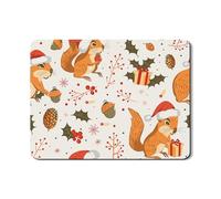 Tappetino scolapiatti a forma di scoiattolo per bancone della cucina, tappetino in gomma assorbente rossa per scolapiatti invernale in pelle sintetica per bar, protezione 45,7 x 61 cm