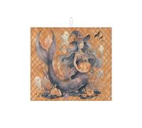 Tappetino scolapiatti a forma di sirena, per bancone della cucina, a tema Halloween, assorbente, tappetino scolapiatti in microfibra vintage, decorazione per bancone della cucina, 40,6 x 45,7 cm