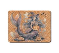 Tappetino scolapiatti a forma di sirena, per Halloween, fantasmi e zucche, in gomma assorbente, tappetino scolapiatti in pelle PU per decorazione della cucina, 45,7 x 61 cm