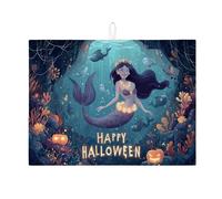 Tappetino scolapiatti a forma di sirena per Halloween, per bancone della cucina, fantasioso tappetino assorbente sott'acqua, tappetino scolapiatti in microfibra festivo per decorazione bancone della
