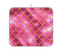 Tappetino scolapiatti a forma di squame di pesce sirena rosa floreale ultra assorbente grande tappetino scolapiatti motivo artistico gadget da cucina 45,7 x 61 cm