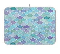 Tappetino scolapiatti a forma di squame di sirena, 45,7 x 40,6 cm, assorbente