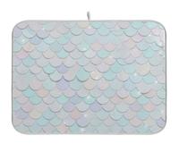 Tappetino scolapiatti a forma di squame di sirena, tappetino da caffè pastello, assorbente per scolapiatti da cucina, 45,7 x 40,6 cm