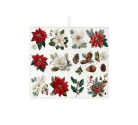 Tappetino scolapiatti a forma di stella di Natale, tappetino assorbente rosso floreale in microfibra, tappetino scolapiatti rustico in microfibra per proteggere il bancone della cucina, 40,6 x 45,7 cm