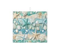 Tappetino scolapiatti a forma di stella marina costiera per bancone della cucina, tappetino assorbente nautico blu acqua, tappetino protettivo in microfibra per l'estate e la spiaggia, 40,6 x 45,7 cm