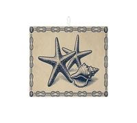 Tappetino scolapiatti a forma di stella marina nautica per cucina, tappetino scolapiatti assorbente vintage blu costiero, tappetino scolapiatti in microfibra per spiaggia estiva 40,6 x 45,7 cm