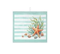Tappetino scolapiatti a forma di stella marina, per bancone della cucina, a righe, assorbente, in microfibra, per la decorazione della casa, 40,6 x 45,7 cm