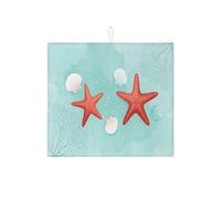 Tappetino scolapiatti a forma di stella marina, per bancone della cucina, assorbente, blu acqua, tappetino scolapiatti in microfibra, per bancone della cucina, 40,6 x 45,7 cm