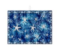 Tappetino scolapiatti a forma di stella marina per bancone della cucina, blu scuro, assorbente, tappetino scolapiatti in microfibra nautico estivo, 45,7 x 61 cm