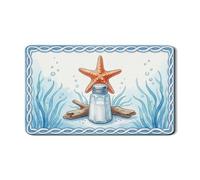 Tappetino scolapiatti a forma di stella marina per bancone della cucina, in gomma assorbente nautica blu, tappetino scolapiatti estivo, 30,5 x 50,8 cm