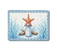 Tappetino scolapiatti a forma di stella marina per bancone della cucina, in gomma assorbente nautica blu, tappetino scolapiatti estivo, stile costiero, 45,7 x 61 cm