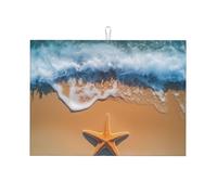 Tappetino scolapiatti a forma di stella marina per bancone della cucina, in microfibra, assorbente, riutilizzabile, lavabile, extra large, 45,7 x 61 cm