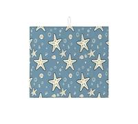 Tappetino scolapiatti a forma di stella marina per bancone della cucina, tappetino assorbente blu costiero, tappetino scolapiatti estivo in microfibra per protezione da bar, 40,6 x 45,7 cm