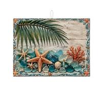 Tappetino scolapiatti a forma di stella marina per bancone della cucina, tappetino assorbente per scolapiatti blu oceano, tappetino scolapiatti in microfibra per protezione della cucina, 45,7 x 61 cm