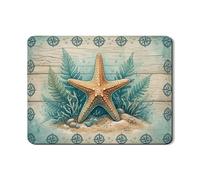Tappetino scolapiatti a forma di stella marina per bancone della cucina, tappetino scolapiatti in gomma assorbente blu oceano nautico tappetino scolapiatti decorativo costiero estivo 45,7 x 61 cm