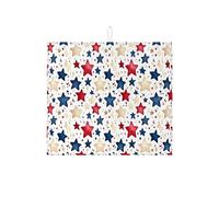 Tappetino scolapiatti a forma di stella, per bancone della cucina, tappetino scolapiatti assorbente rustico rosso e blu, tappetino estivo in microfibra per proteggere il bar, 40,6 x 45,7 cm