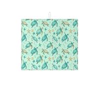 Tappetino scolapiatti a forma di tartaruga marina per bancone della cucina, tappetino assorbente per scolapiatti blu oceano, tappetino per scolapiatti estivo in microfibra per bancone della cucina