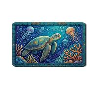 Tappetino scolapiatti a forma di tartaruga, per bancone della cucina, in gomma assorbente blu oceano, tappetino scolapiatti estivo in pelle sintetica per bar, 30,5 x 50,8 cm