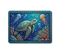 Tappetino scolapiatti a forma di tartaruga, per bancone della cucina, in gomma assorbente blu oceano, tappetino scolapiatti estivo in pelle sintetica per proteggere bar, 45 x 61 cm