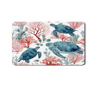 Tappetino scolapiatti a forma di tartaruga per bancone della cucina, tappetino in gomma assorbente con tartaruga blu barriera corallina, tappetino in pelle PU ispirato all'oceano per bar 30,5 x 50,8