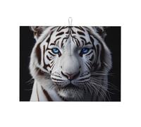 Tappetino scolapiatti a forma di tigre bianco e nero per bancone della cucina, in microfibra, assorbente, riutilizzabile, lavabile, extra large, 45,7 x 61 cm
