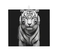 Tappetino scolapiatti a forma di tigre nera e bianca, super assorbente, con gancio, facile da pulire, accessori da cucina, scolapiatti per piatti, 45,7 x 40,6 cm