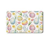Tappetino scolapiatti a forma di uovo di Pasqua per bancone della cucina, in gomma assorbente a pois e zigzag, tappetino scolapiatti in pelle sintetica con motivo floreale primaverile, 30,5 x 50,8 cm